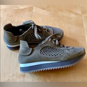 Pedro Garcia Green Sneakers with Perforated Design